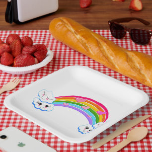 Assiettes En Carton Plaque en papier arc-en-ciel