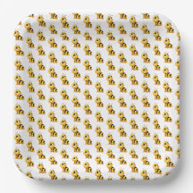 Plaque en papier Baby shower abeille souriante