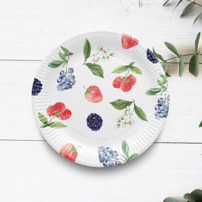 Assiettes En Carton Plaque en papier Baby shower de fraise Berry Swewb (Créateur téléchargé)