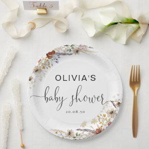 Assiettes En Carton Plaque en papier Baby shower minuscule Fleur sauva