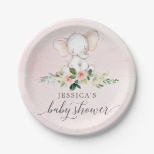 Assiettes En Carton Plaque en papier Baby shower rose éléphant