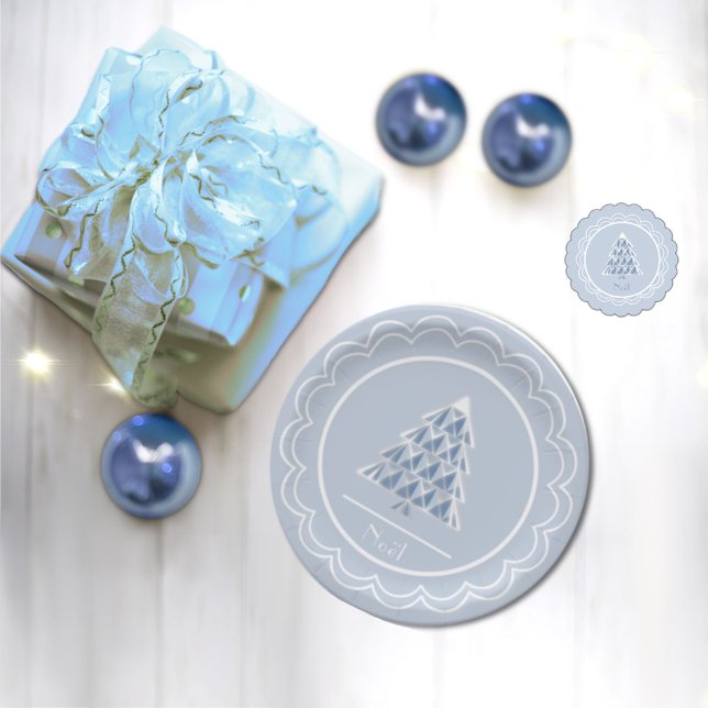 Assiettes En Carton Plaque en papier bleu à bascule Joyoux Noel (Créateur téléchargé)