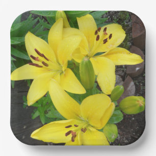 Assiettes En Carton Plaque en papier Carré à motif jaune