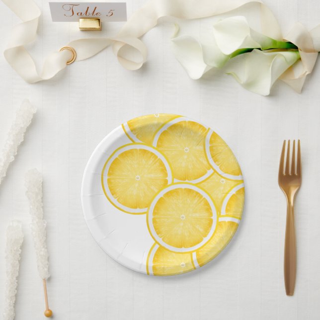 Assiettes En Carton Plaque en papier citron Spritz jaune (Mariage)