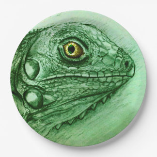 Assiettes En Carton Plaque en papier coloré illustré - Iguana