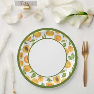 Assiettes En Carton Plaque en papier d'abricot jaune botanique