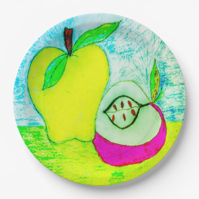 Assiettes En Carton Plaque en papier d'art Apple (Devant)