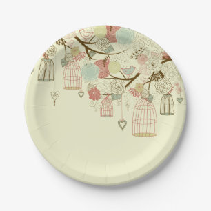 Assiettes En Carton Plaque en papier de cage d'oiseaux de jardin