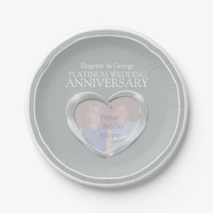 Assiettes En Carton Plaque en papier de coeur photo Platinum 70e anniv