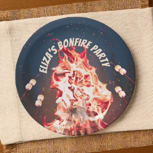 Assiettes En Carton Plaque en papier de feu de camp rustique et de mar