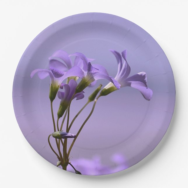 Assiettes En Carton Plaque en papier de fleurs violettes (Devant)