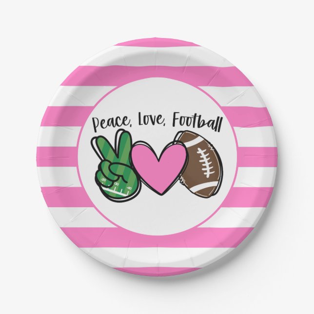 Assiettes En Carton Plaque en papier de football rose (Devant)