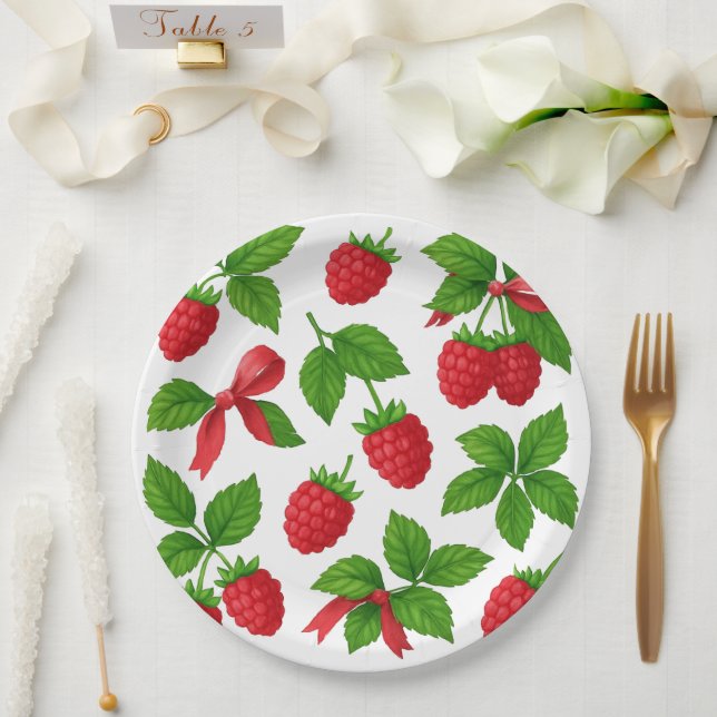 Assiettes En Carton Plaque en papier de framboise (Mariage)