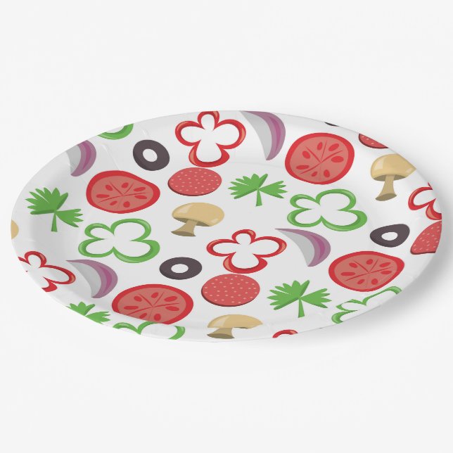 Assiettes En Carton Plaque en papier de garnitures de la Pizza Party (Angle)
