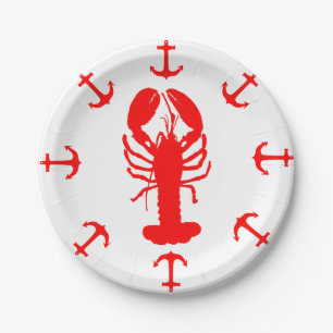 Assiettes En Carton Plaque en papier de homard et d'Ancre