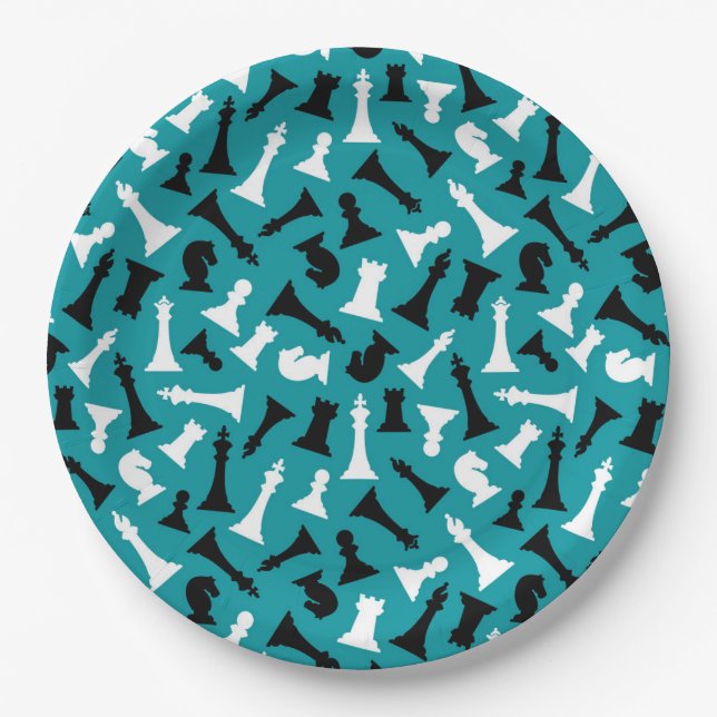 Assiettes En Carton Plaque en papier design pour pièces d'échecs (Devant)