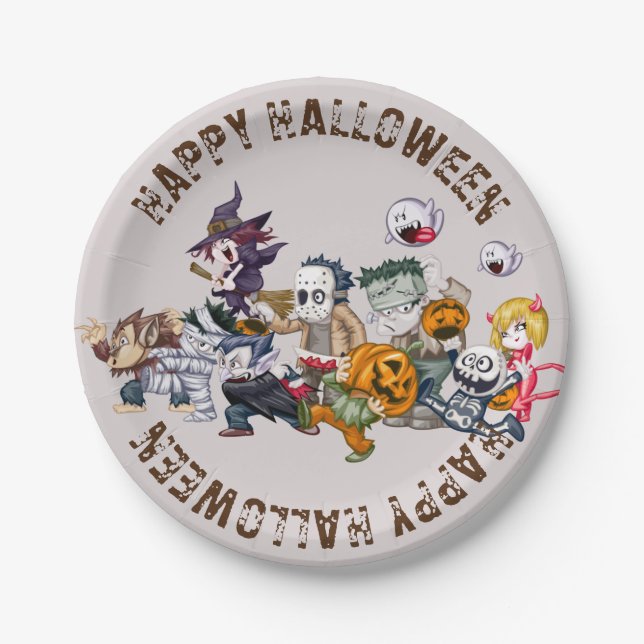 Assiettes En Carton Plaque en papier d'Halloween jetable (Devant)