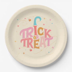 Assiettes En Carton Plaque en papier d'Halloween rose