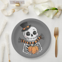 Plaque en papier d'illustration mignonne squelette