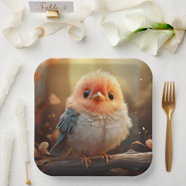 Assiettes En Carton Plaque en papier d'oiseau mignonne (Mariage)