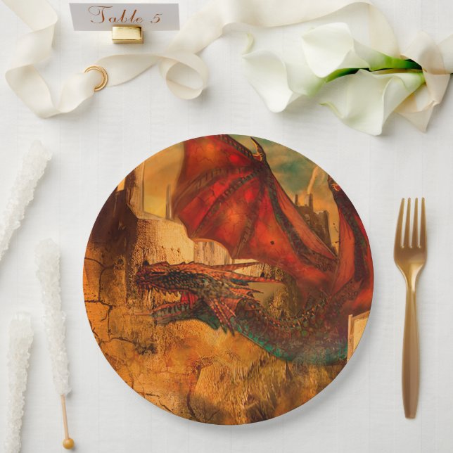 Assiettes En Carton Plaque en papier dragon (Mariage)
