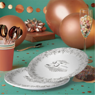Assiettes En Carton Plaque en papier du 25e anniversaire d'Argent