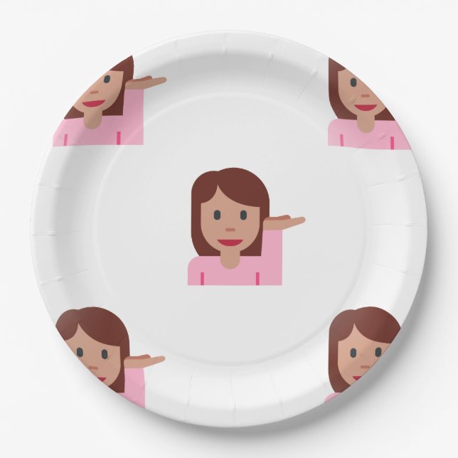 Assiettes En Carton plaque en papier emoji femme (Devant)
