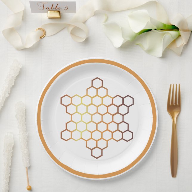 Assiettes En Carton Plaque en papier étoile Honeycomb (Mariage)