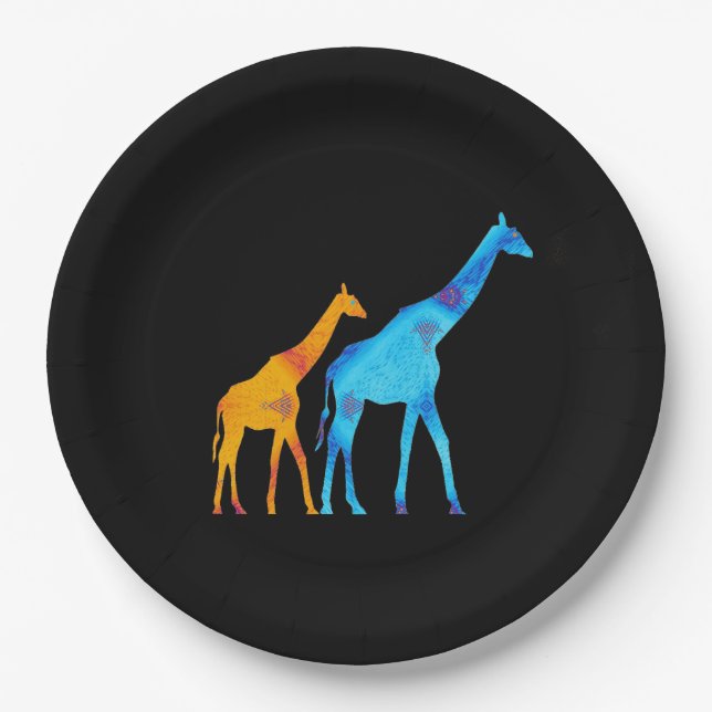 Assiettes En Carton Plaque en papier girafe (Devant)