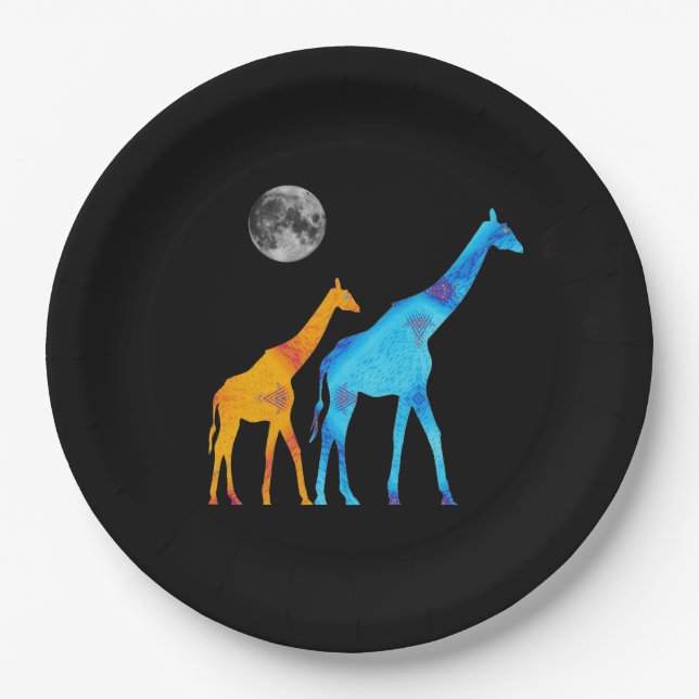 Assiettes En Carton Plaque en papier girafe (Devant)