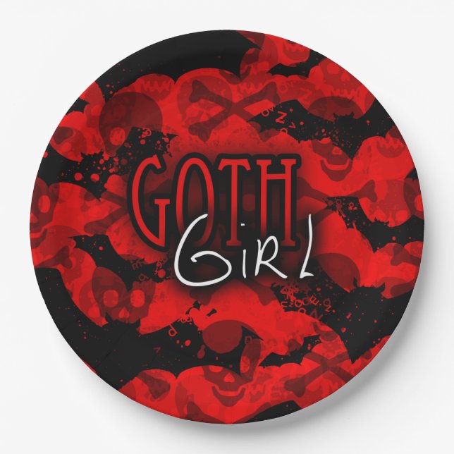 Assiettes En Carton Plaque en papier Goth Girl (Devant)
