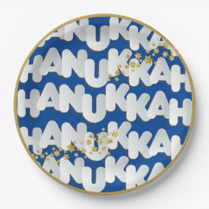 Assiettes En Carton Plaque en papier Hanoukka Gold Stars