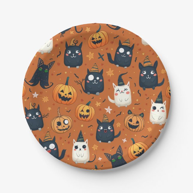 Assiettes En Carton Plaque en papier Holloween (Devant)