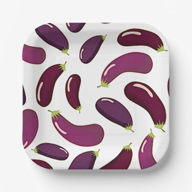 Assiettes En Carton Plaque en papier imprimée de l'aubergine (Recto)