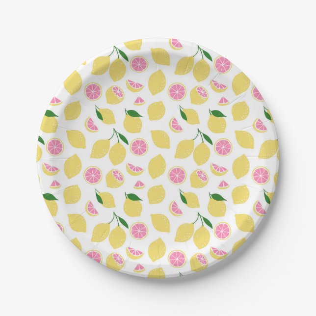 Assiettes En Carton Plaque en papier limonade rose (Devant)