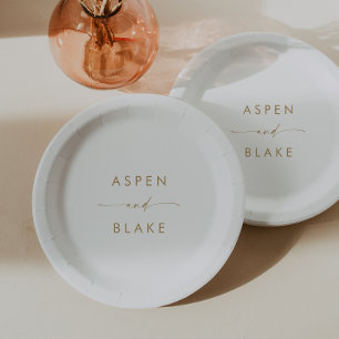 Assiettes En Carton Plaque en papier Mariage à coulis d'or moderne