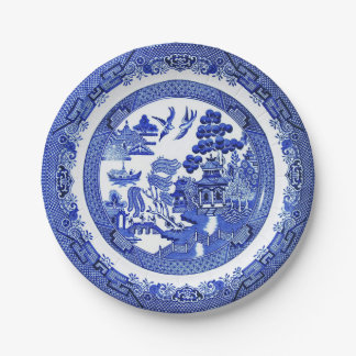 Assiettes En Carton Plaque en papier Motif bleu saule