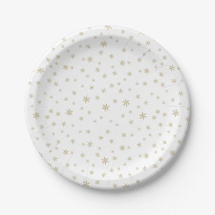 Assiettes En Carton Plaque en papier Motif Gold Snowflakes