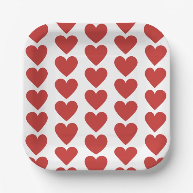 Assiettes En Carton Plaque en papier Motif simple Red Heart (Recto)