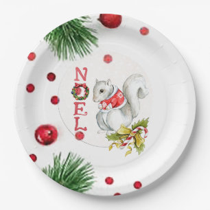 Assiettes En Carton Plaque en papier Noel écureuil