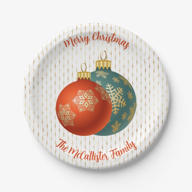 Assiettes En Carton Plaque en papier orangé de Noël (Devant)