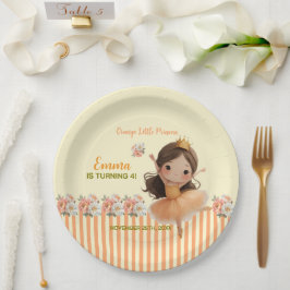 Assiettes En Carton Plaque en papier orange Little Princess