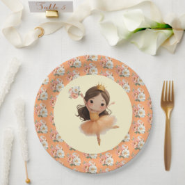 Assiettes En Carton Plaque en papier orange Little Princess