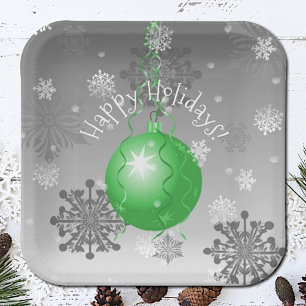 Assiettes En Carton Plaque en papier ornement de Noël fantaisie verte