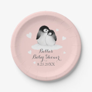 Assiettes En Carton Plaque en papier Pingouin Rose