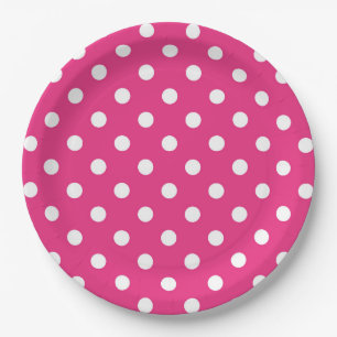 Assiettes En Carton Plaque en papier Pois rose et blanc chaud
