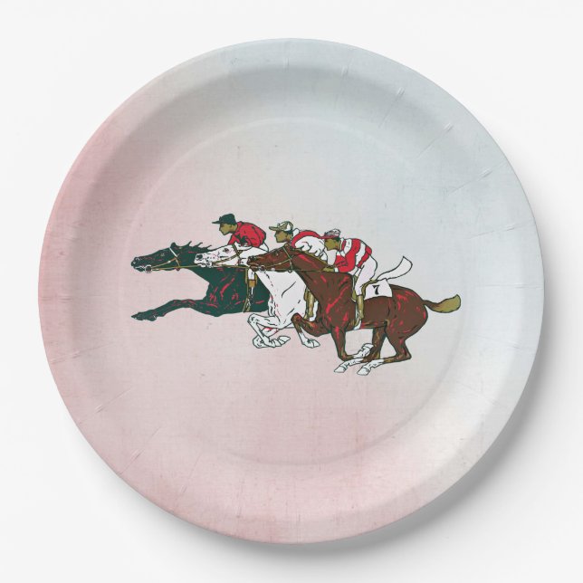 Assiettes En Carton Plaque en papier pour chevaux de course (Devant)