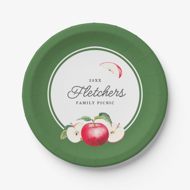 Assiettes En Carton Plaque en papier pour pommes rouges botaniques (Devant)