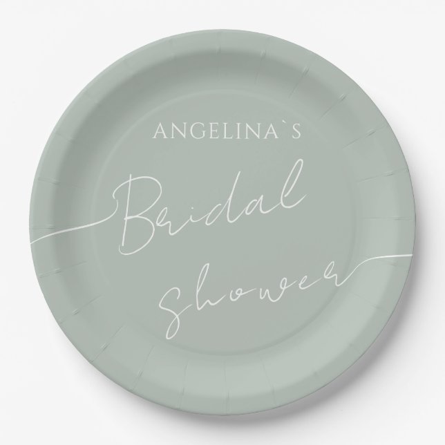 Assiettes En Carton Plaque en papier pour une douche nuptiale. (Devant)