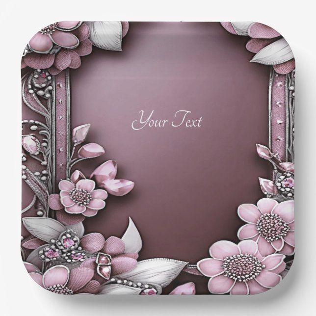 Assiettes En Carton Plaque en papier rose (Recto)
